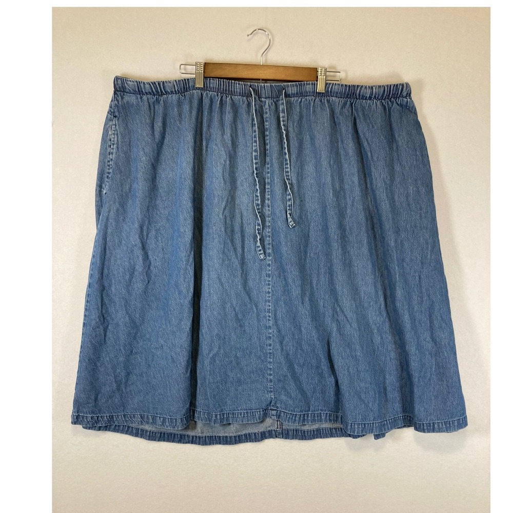 Casual Woman Within Women 34W Blue Denim Elastic Waist Drawstring A-Line Skirt